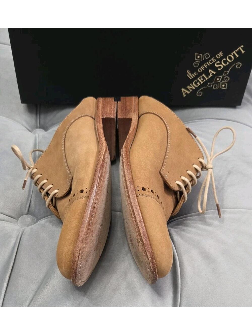 The Office Of Angela Scott Mr Evans Brown Suede Wingtip Mule Womens Shoes 37 7 - Picture 11 of 16